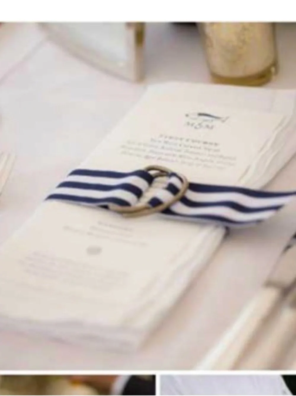 136 Nautical Napkin Rings - Navy and White Striped D-Ring